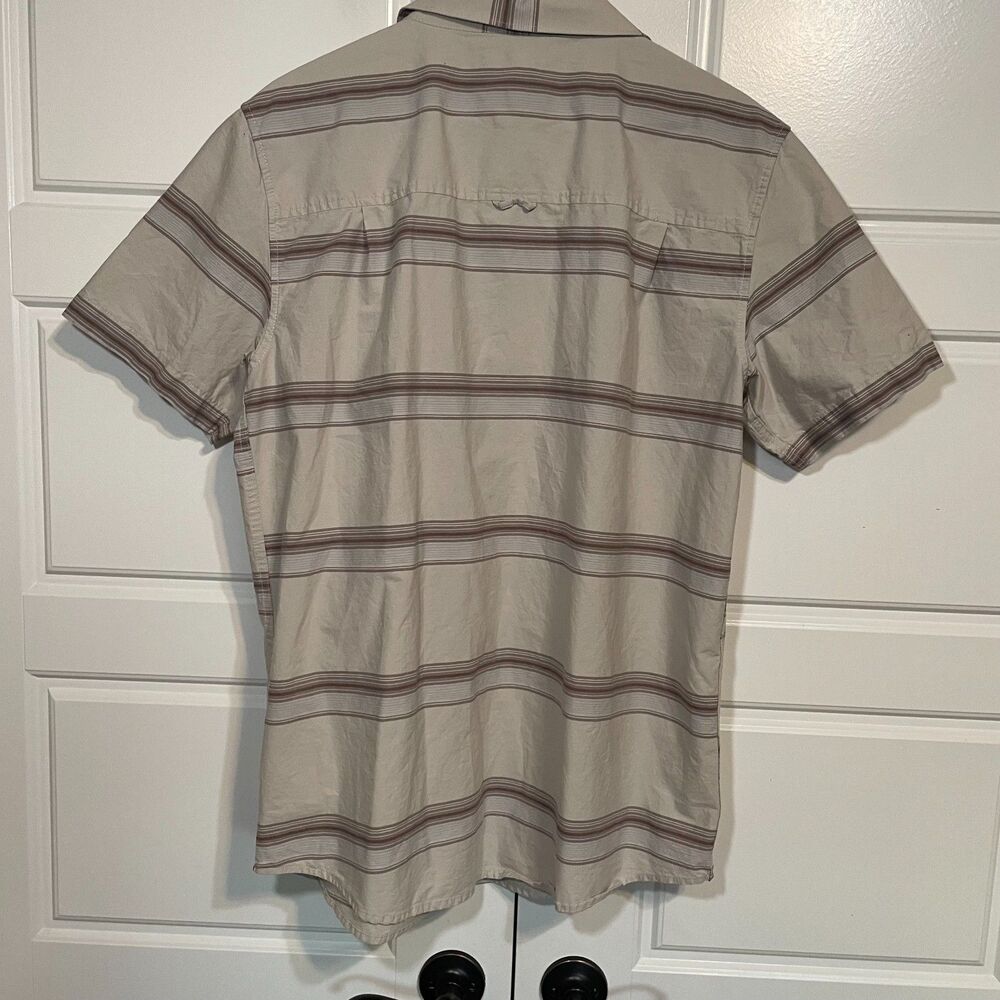Hurley Polo Shirt Mens Large Beige Button Front Short Sleeve Classic Fit‎ Cotton - Picture 3 of 7